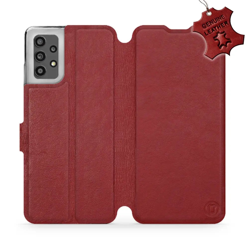 Echtleder Handyhülle für Galaxy A32 4G, Mobiwear Leather, Dunkelrot
