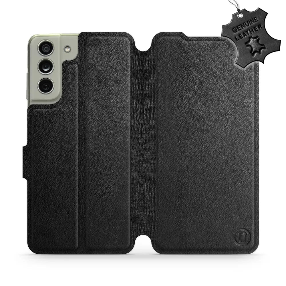 Echtleder Handyhülle für Galaxy S21 FE, Mobiwear Leather, Schwarz