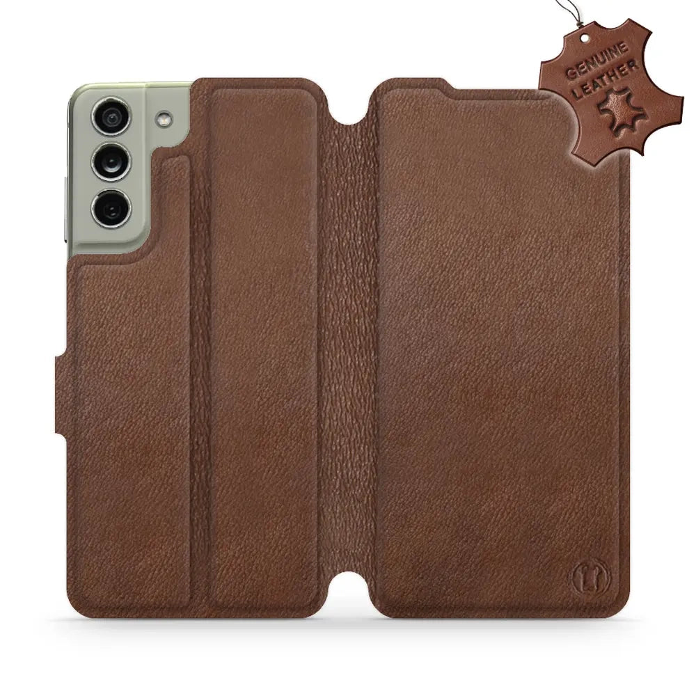 Echtleder Handyhülle für Galaxy S21 FE, Mobiwear Leather, Braun