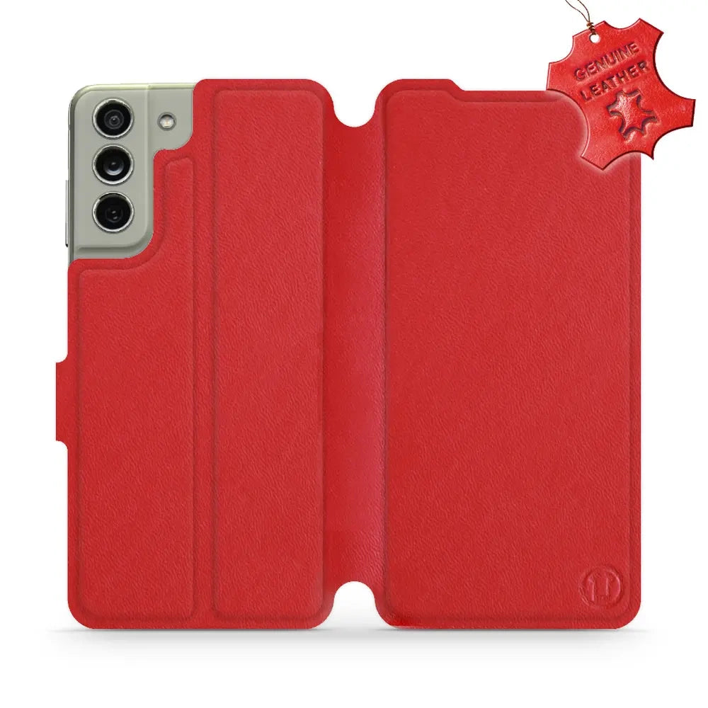 Echtleder Handyhülle für Galaxy S21 FE, Mobiwear Leather, Rot