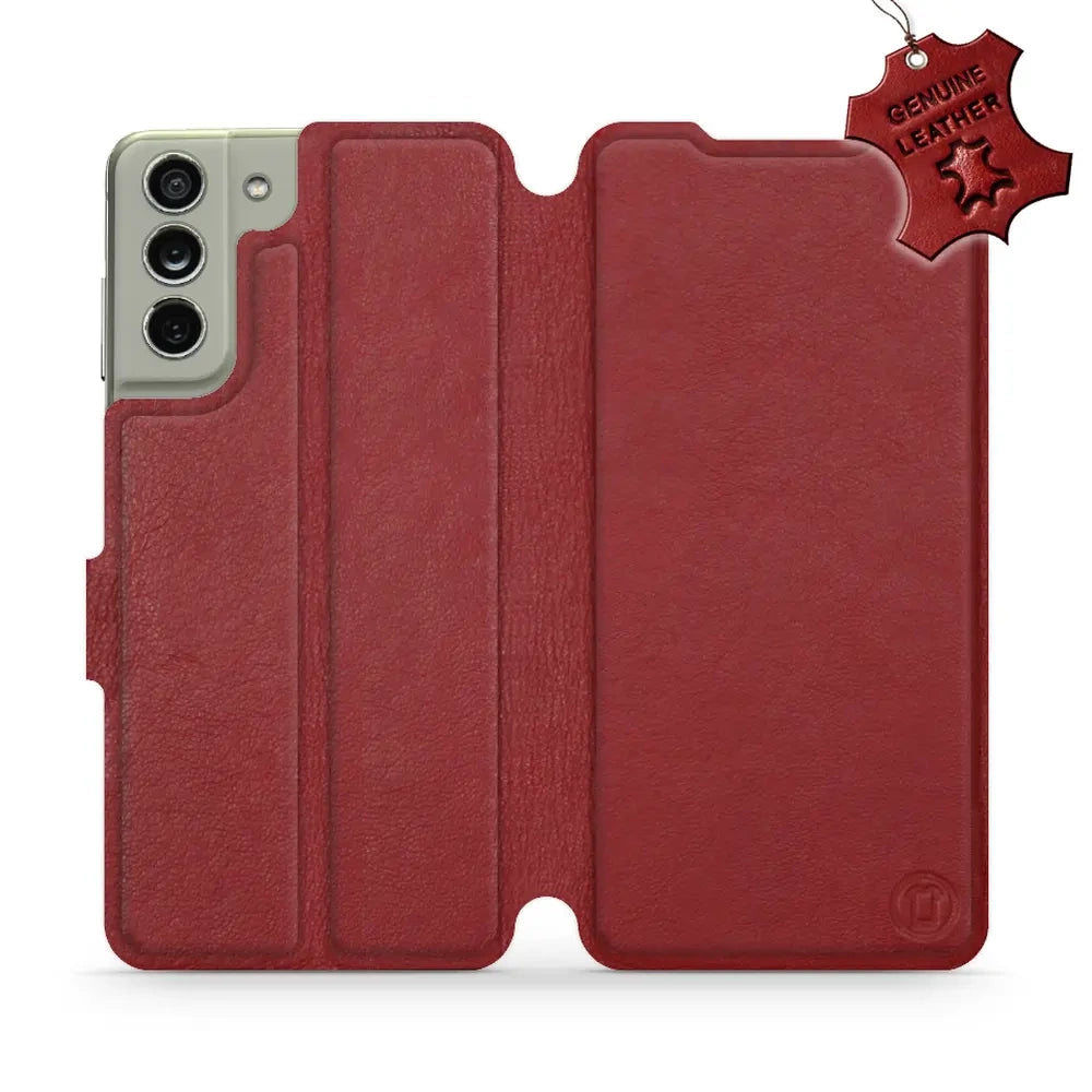 Echtleder Handyhülle für Galaxy S21 FE, Mobiwear Leather, Dunkelrot