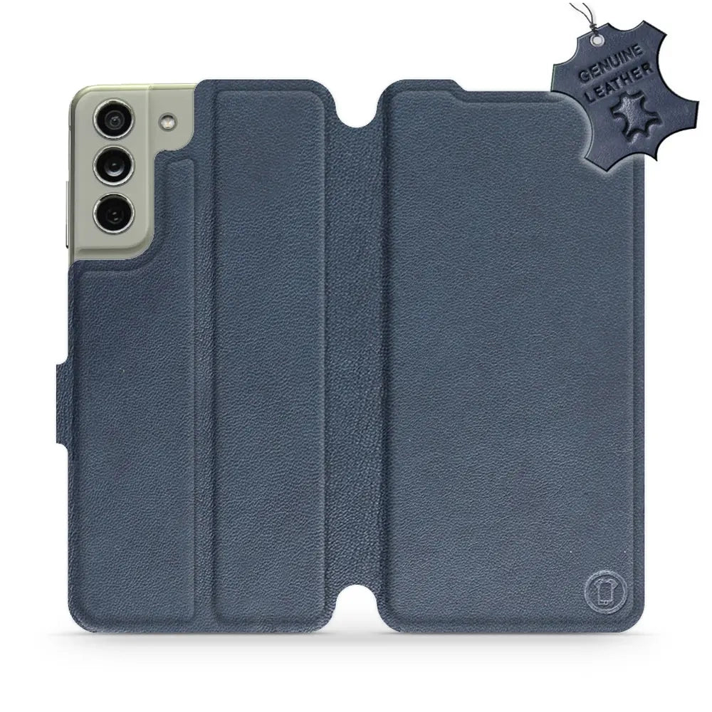 Echtleder Handyhülle für Galaxy S21 FE, Mobiwear Leather, Dunkelblau