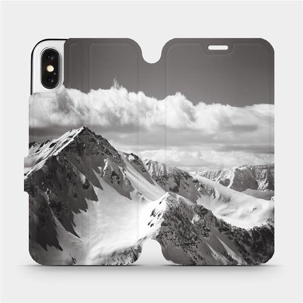 Handyhülle mit klappe für iPhone X, Mobiwear Book, Berggipfel