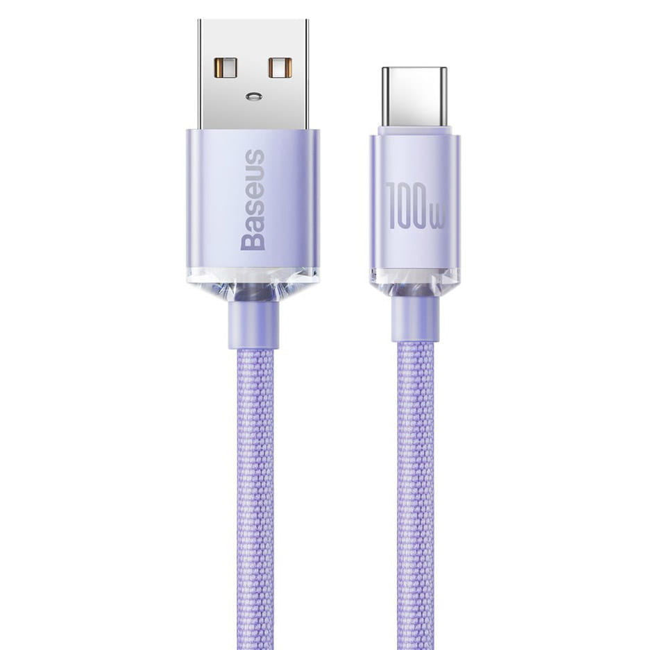 Kabel Baseus Crystal Shine 100W 5A USB-A für USB-C 2m, Violett