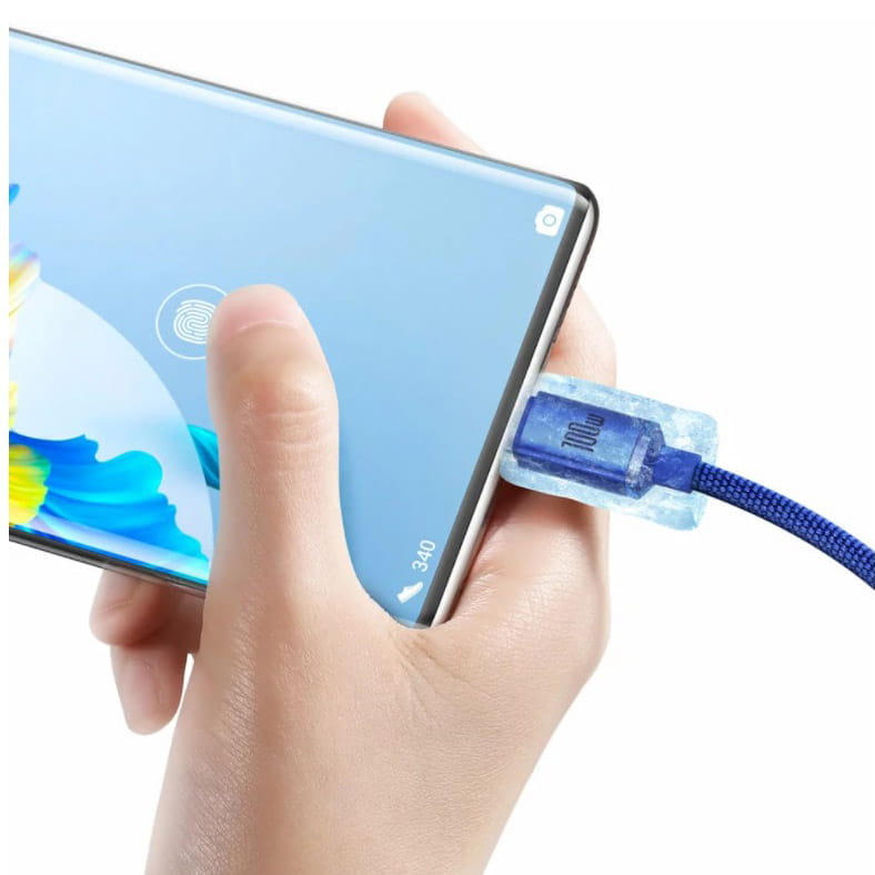 Kabel Baseus Crystal Shine 100W 5A USB-A für USB-C 2m, Blau