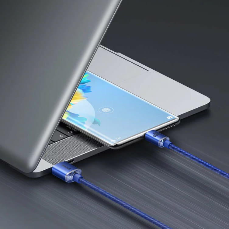 Kabel Baseus Crystal Shine 100W 5A USB-A für USB-C 2m, Blau