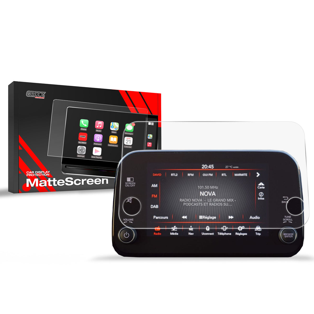 Matte Autodisplayfolie für Fiat Tipo 7" (2020-2026), Grizz Protector