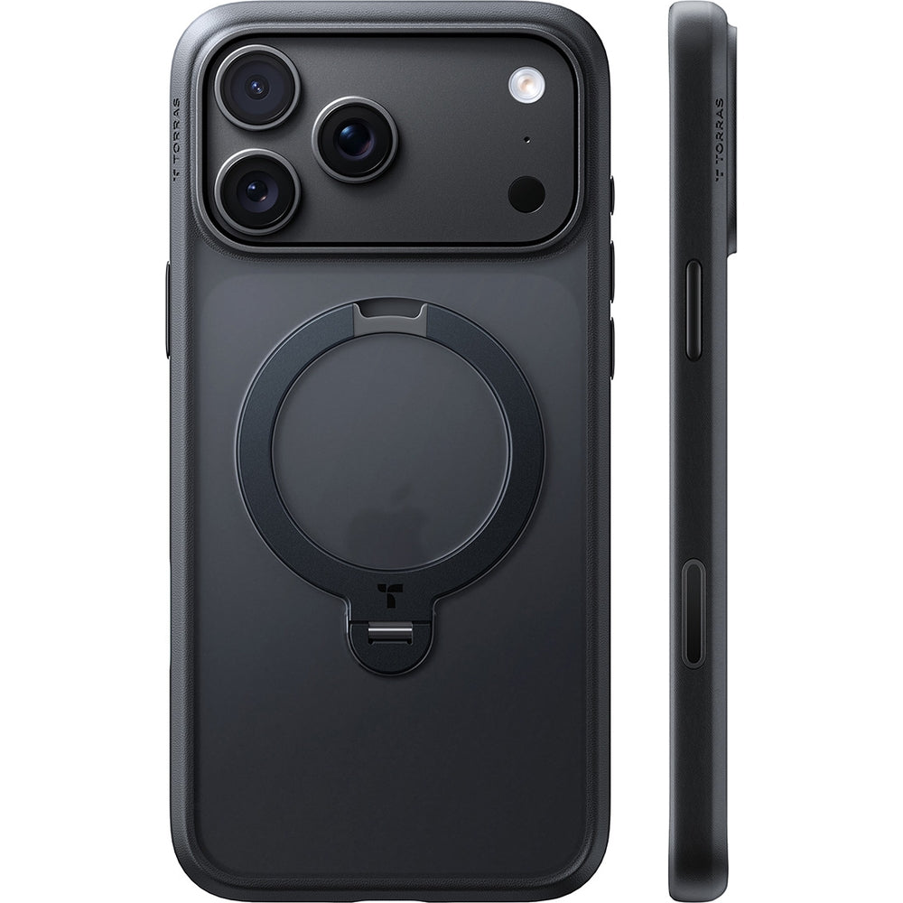 Handyhülle für iPhone 18 Pro / 17 Pro Torras Ostand Q3 Spin, Schwarz (1/6)