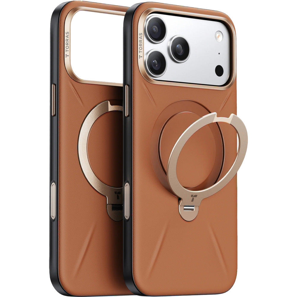 Handyhülle für iPhone 18 Pro Max / 17 Pro Max Torras Ostand Q3 VegSkin, Braun (1/9)