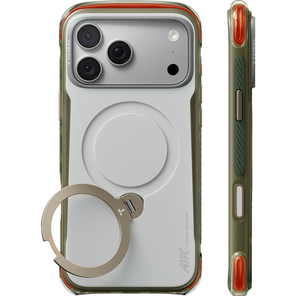 Handyhülle für iPhone 18 Pro Max / 17 Pro Max, Torras Ostand Q3 Air Pro mit MagSafe, Grau-Grün (1/7)