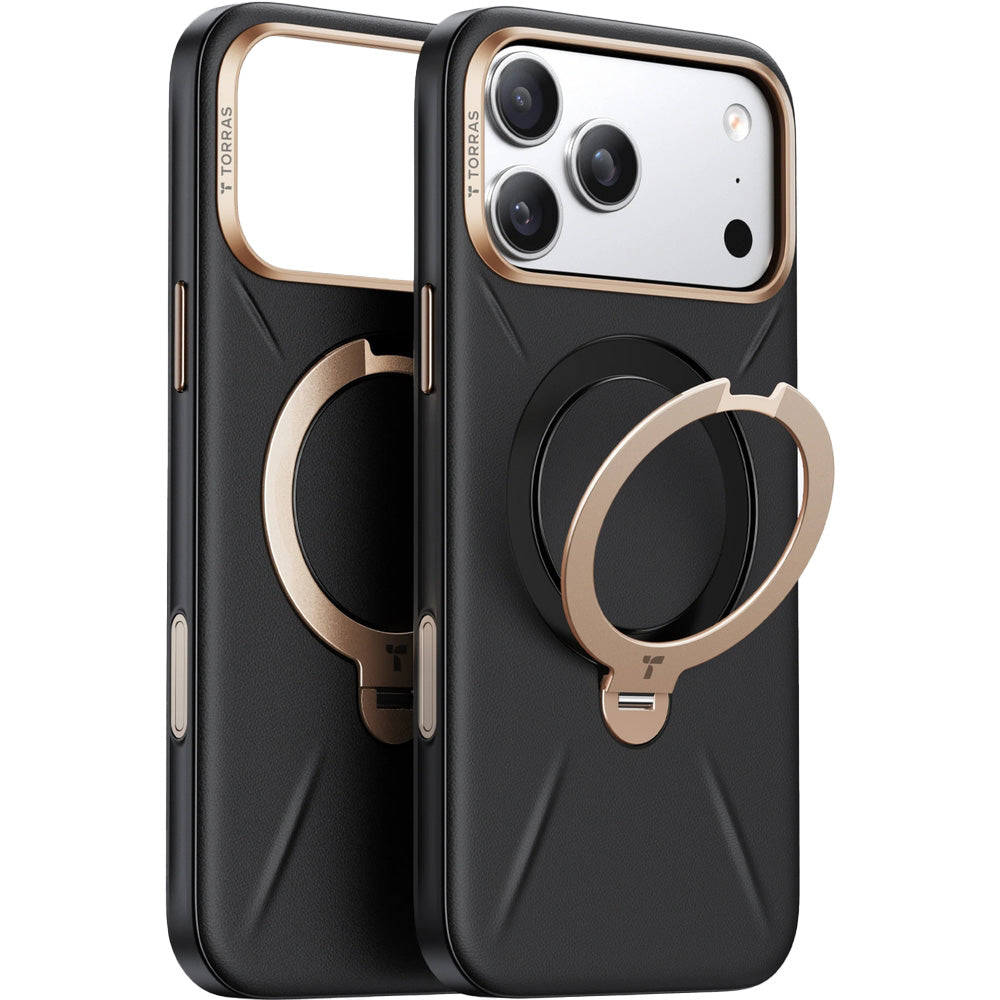 Handyhülle für iPhone 18 Pro Max / 17 Pro Max Torras Ostand Q3 VegSkin, Schwarz (1/10)