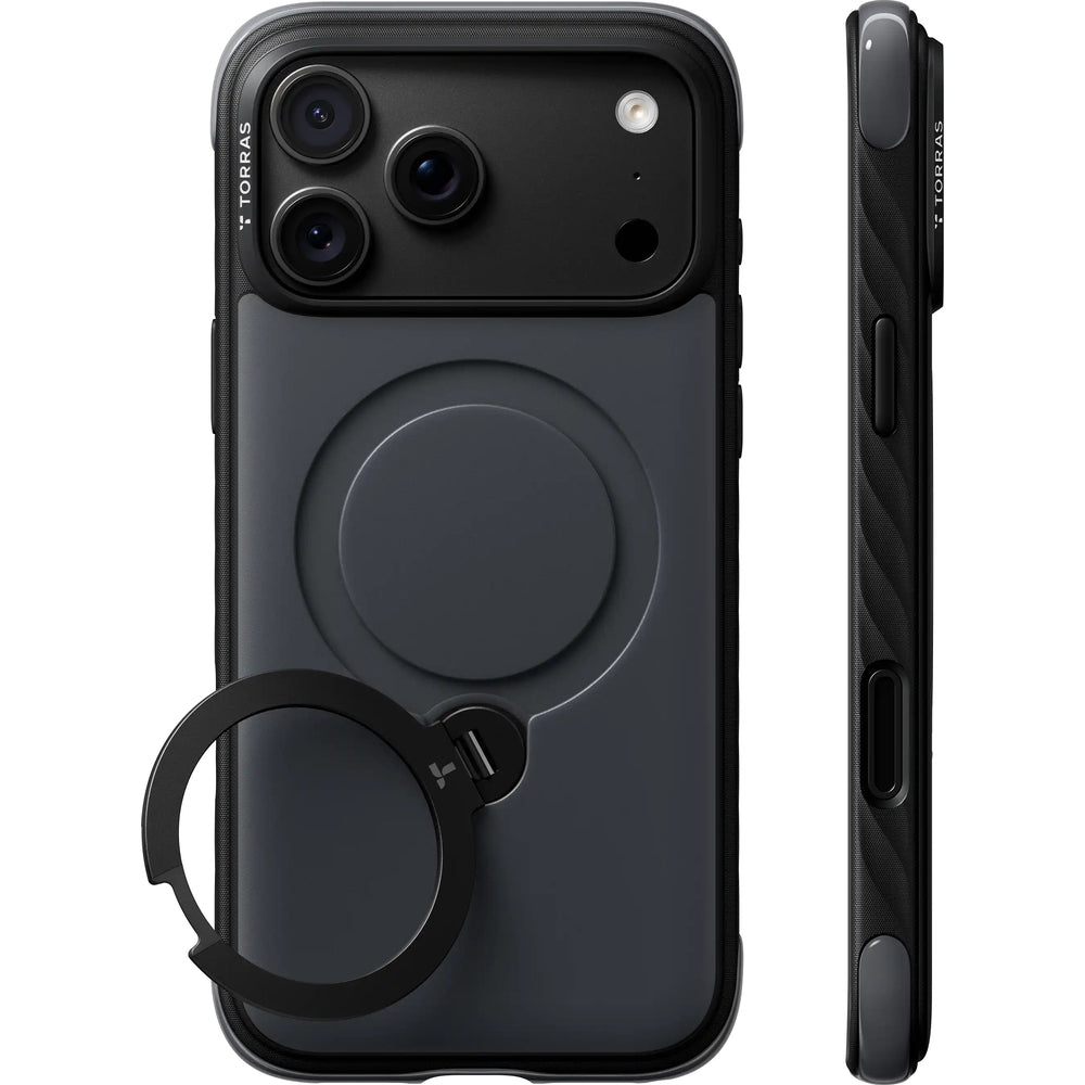 Handyhülle für iPhone 18 Pro Max / 17 Pro Max Torras Ostand Q3 Rugg, Schwarz (1/7)