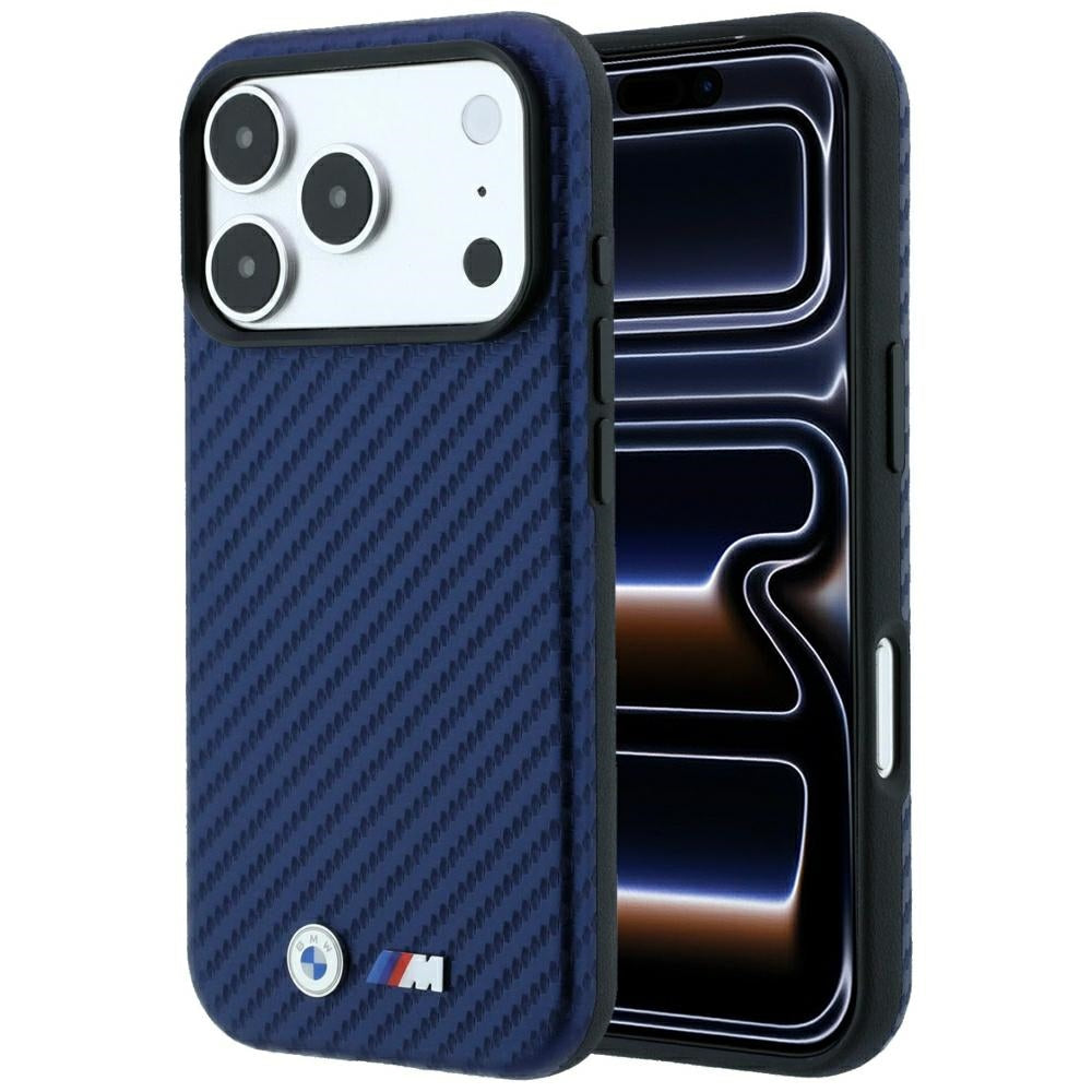 Handyhülle BMW M Carbon Metal Logo MagSafe für iPhone 18 Pro Max / 17 Pro Max, Dunkelblau (1/8)