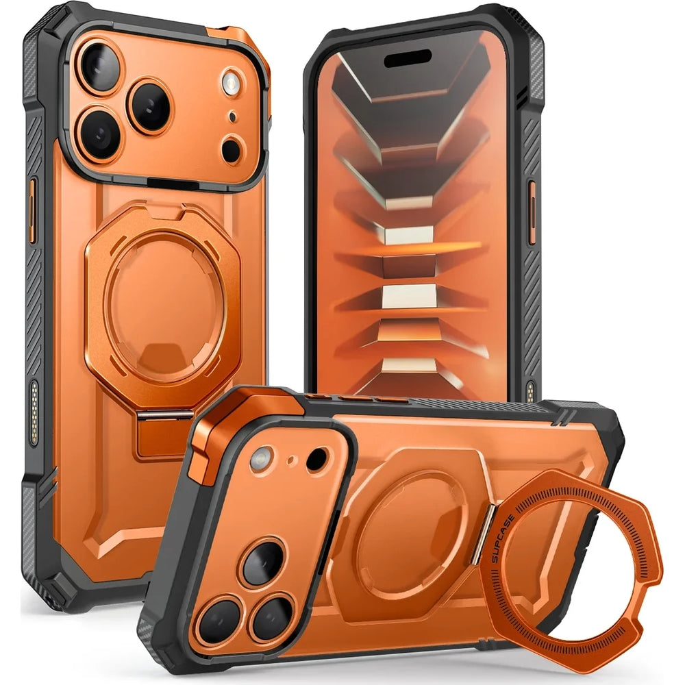 Handyhülle für iPhone 18 Pro / 17 Pro, Supcase UB Grip Mag mit MagSafe, Grau-Transparent-Orange (1/10)