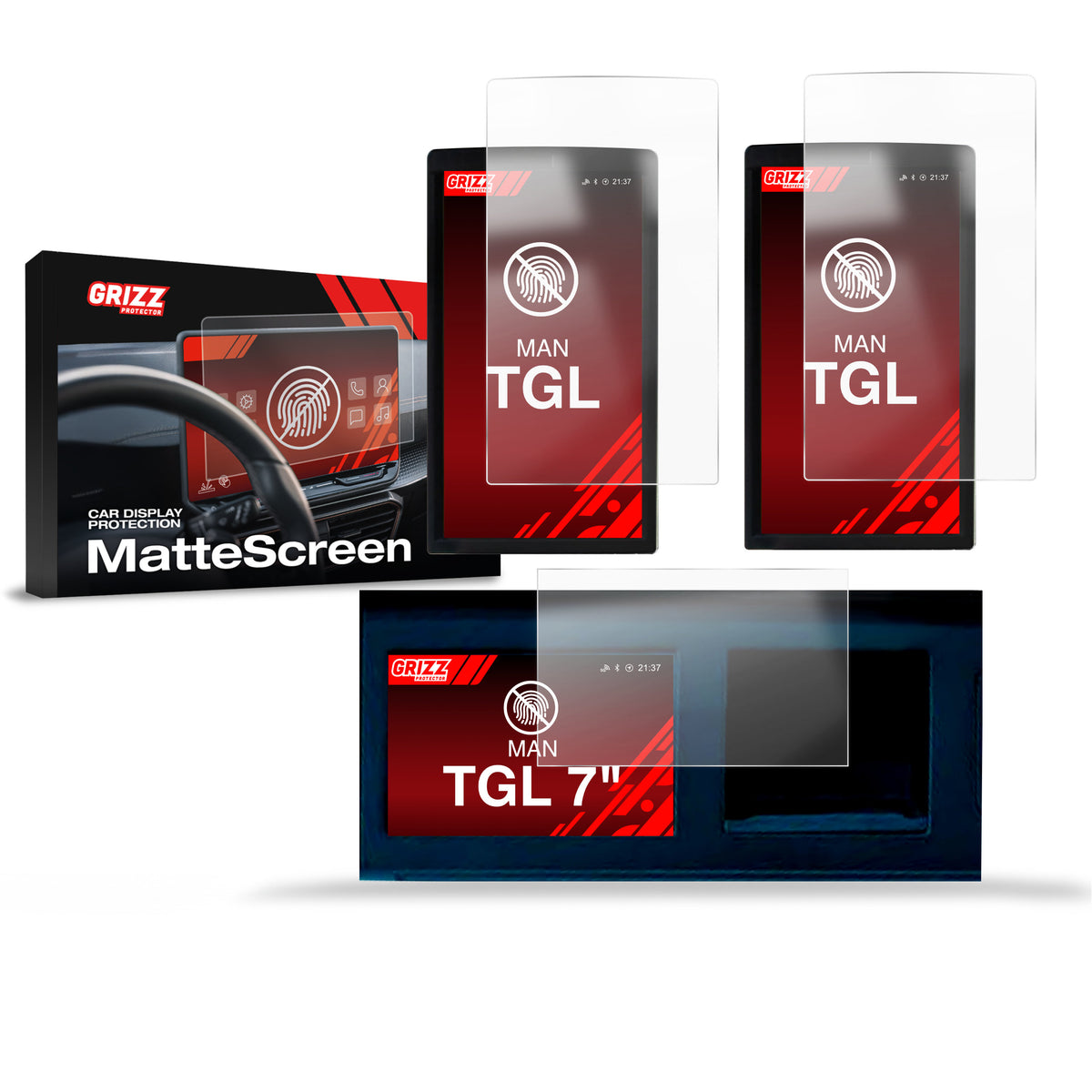 Matte Autodisplayfolie 3in1 für MAN TGL 7", Grizz Protector