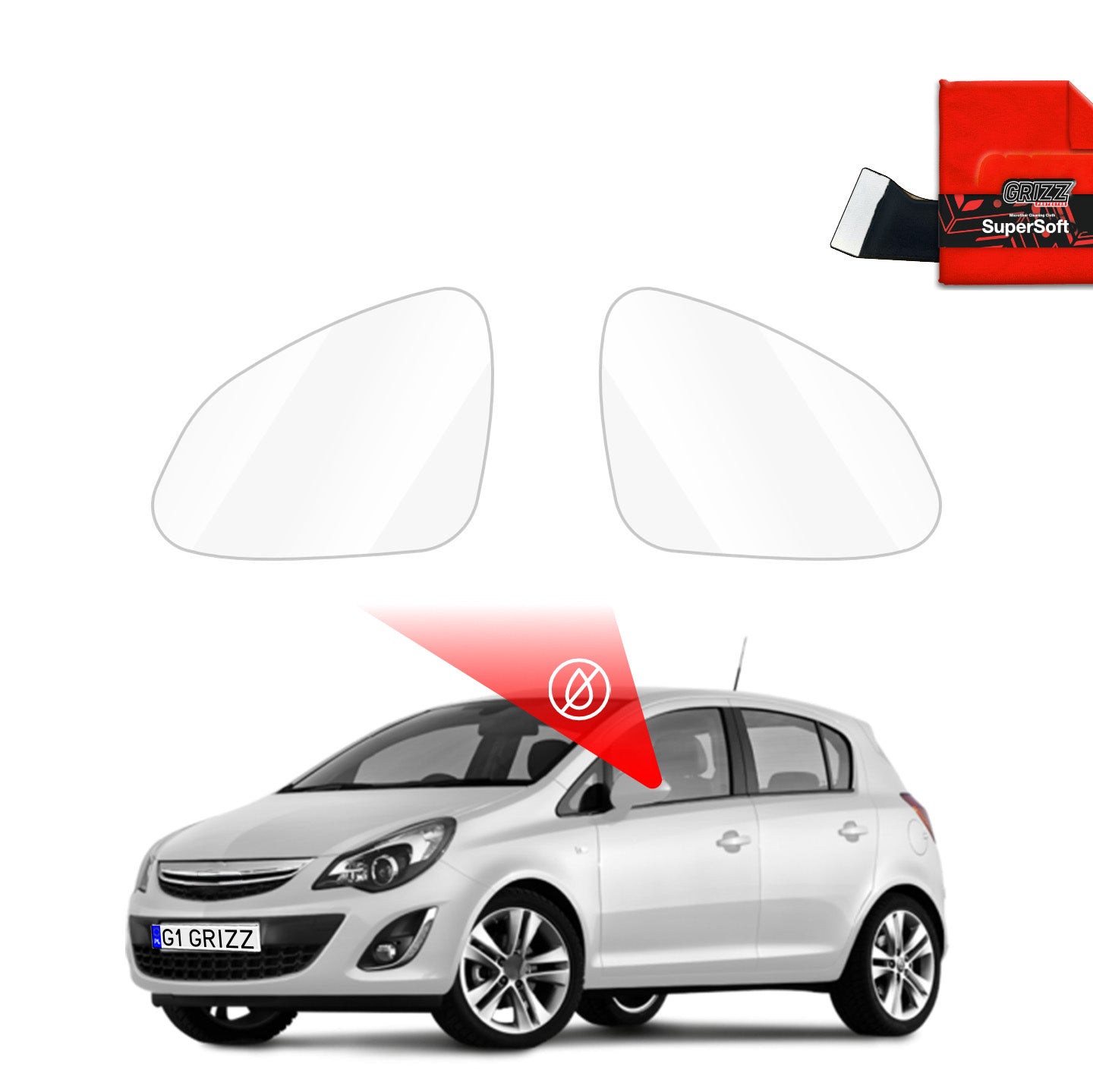 Regenschutzfolie Grizz Protector für Außenspiegel - Opel Corsa D (2006-2014)