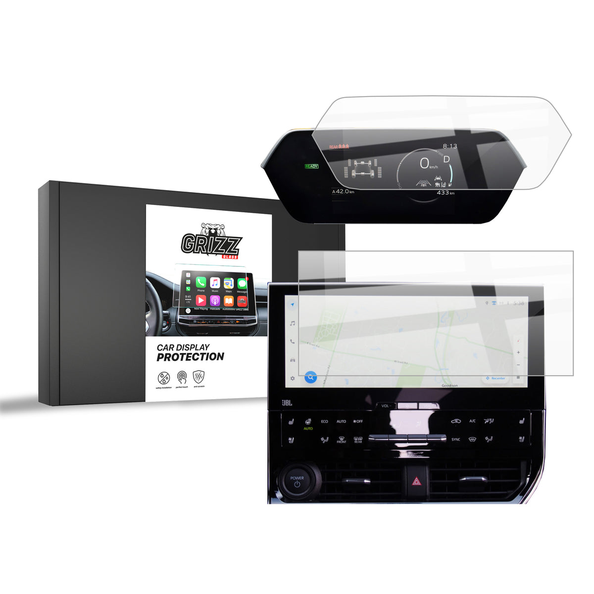Keramische Autodisplayfolie 2in1 für Toyota bZ4X 12,3" (2022-2026), Grizz Protector