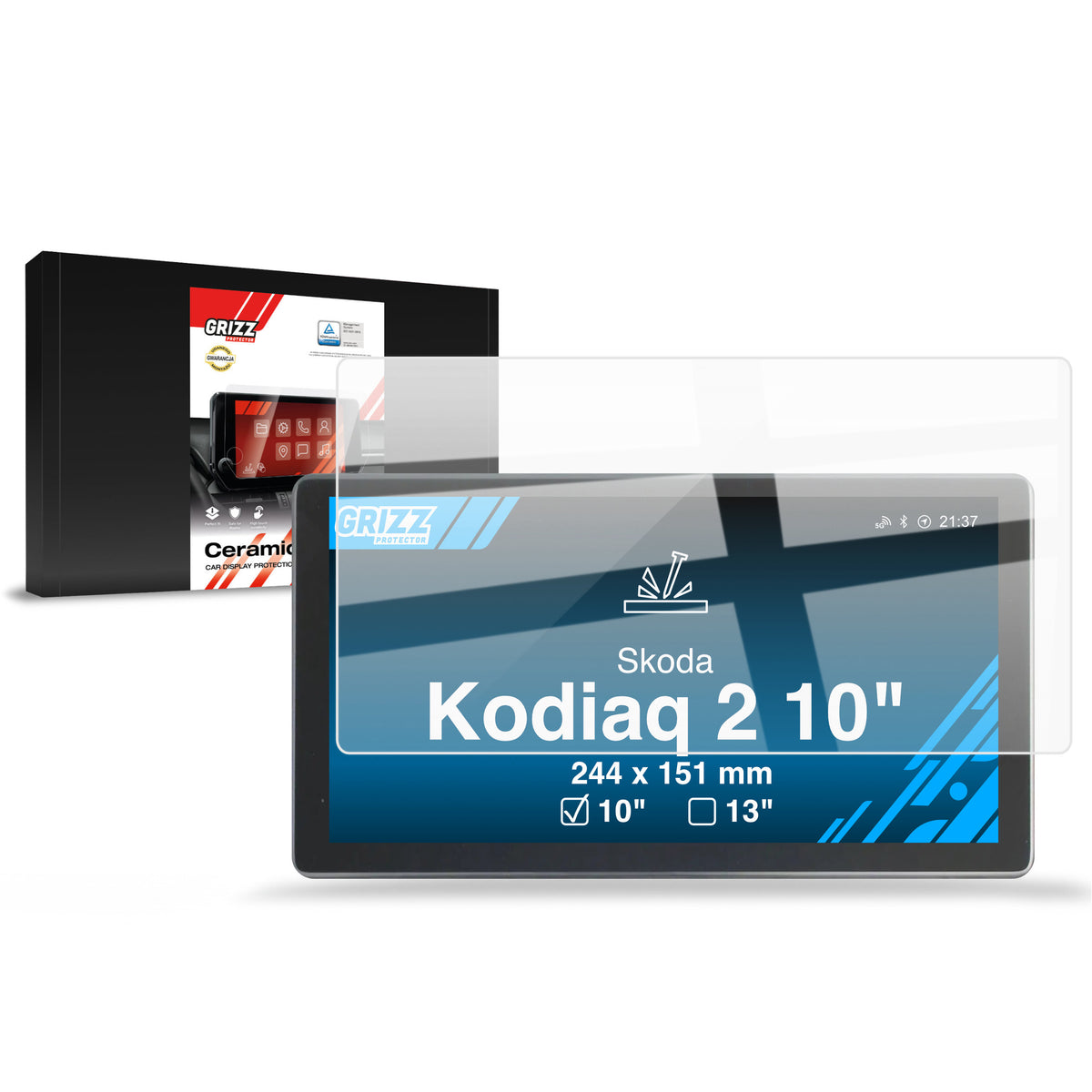 Keramische Autodisplayfolie für Skoda Kodiaq 2 10" (2024-2026), Grizz Protector