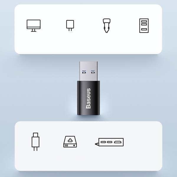 Baseus Ingenuity, Mini OTG Adapter, USB-A auf USB-C Adapter, schwarz