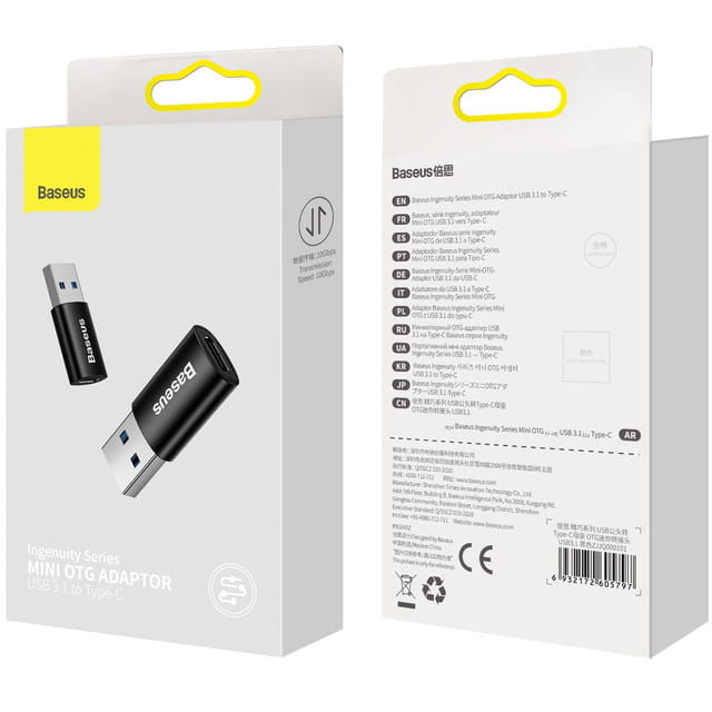 Baseus Ingenuity, Mini OTG Adapter, USB-A auf USB-C Adapter, schwarz