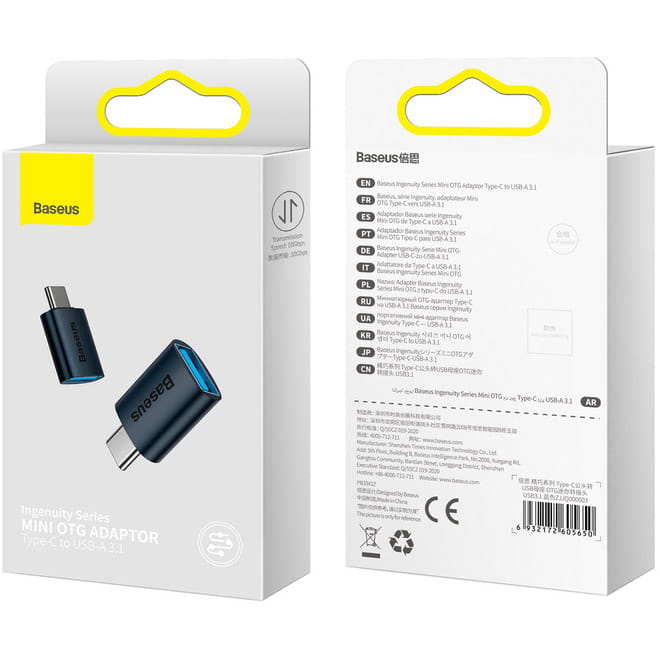 Baseus Ingenuity, Mini OTG Adapter, USB-C auf USB-A Adapter, blau