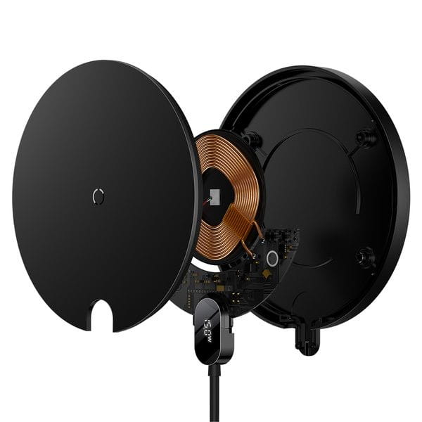 Drahtloses Ladegerät Baseus Digital LED Display Gen 2 Wireless Charger 15W, Schwarz