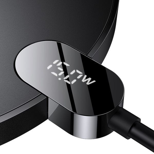 Drahtloses Ladegerät Baseus Digital LED Display Gen 2 Wireless Charger 15W, Schwarz