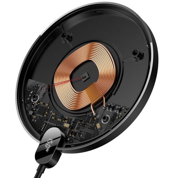 Drahtloses Ladegerät Baseus Digital LED Display Gen 2 Wireless Charger 15W, Schwarz