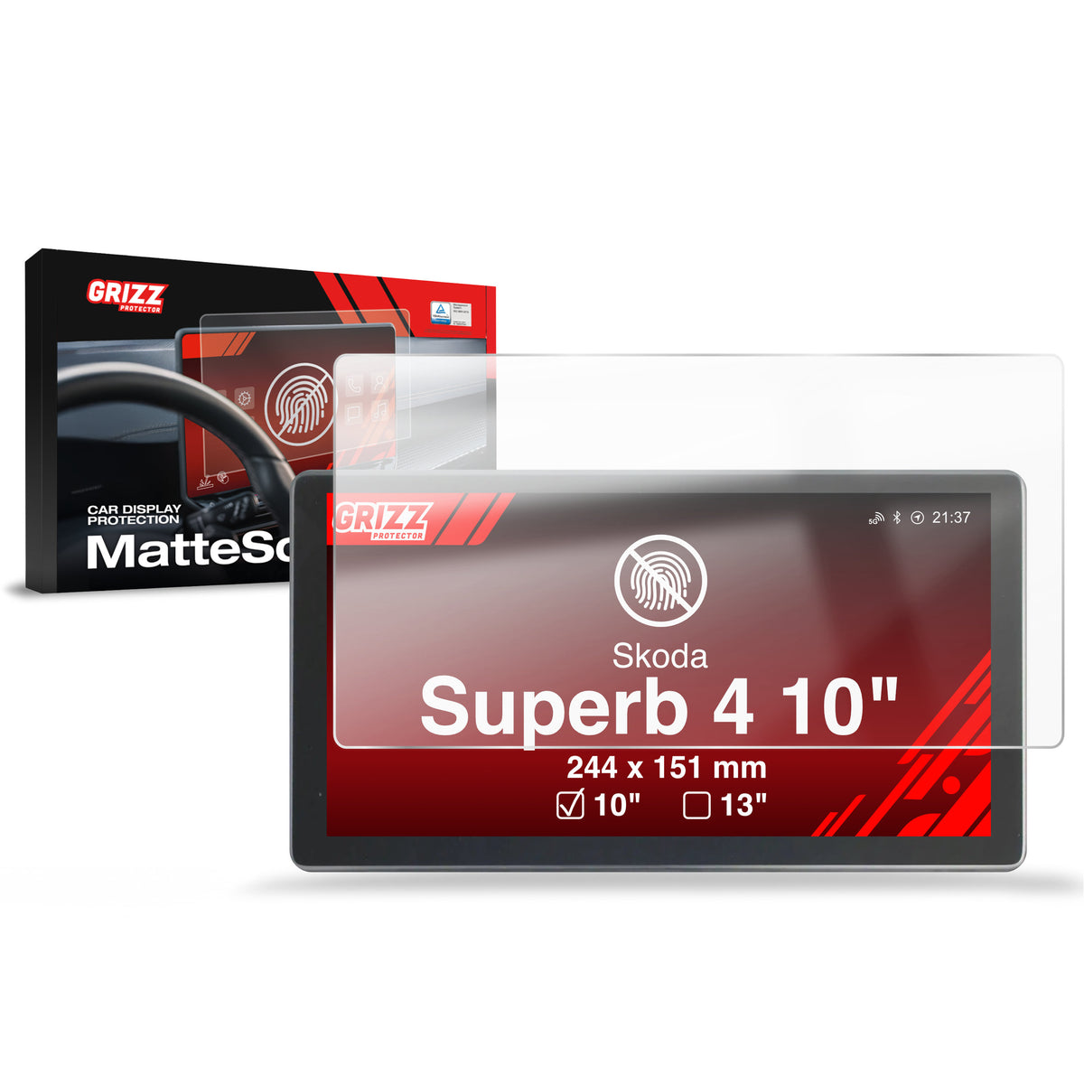 Matte Autodisplayfolie für Skoda Superb 4 10" (2024-2026), Grizz Protector