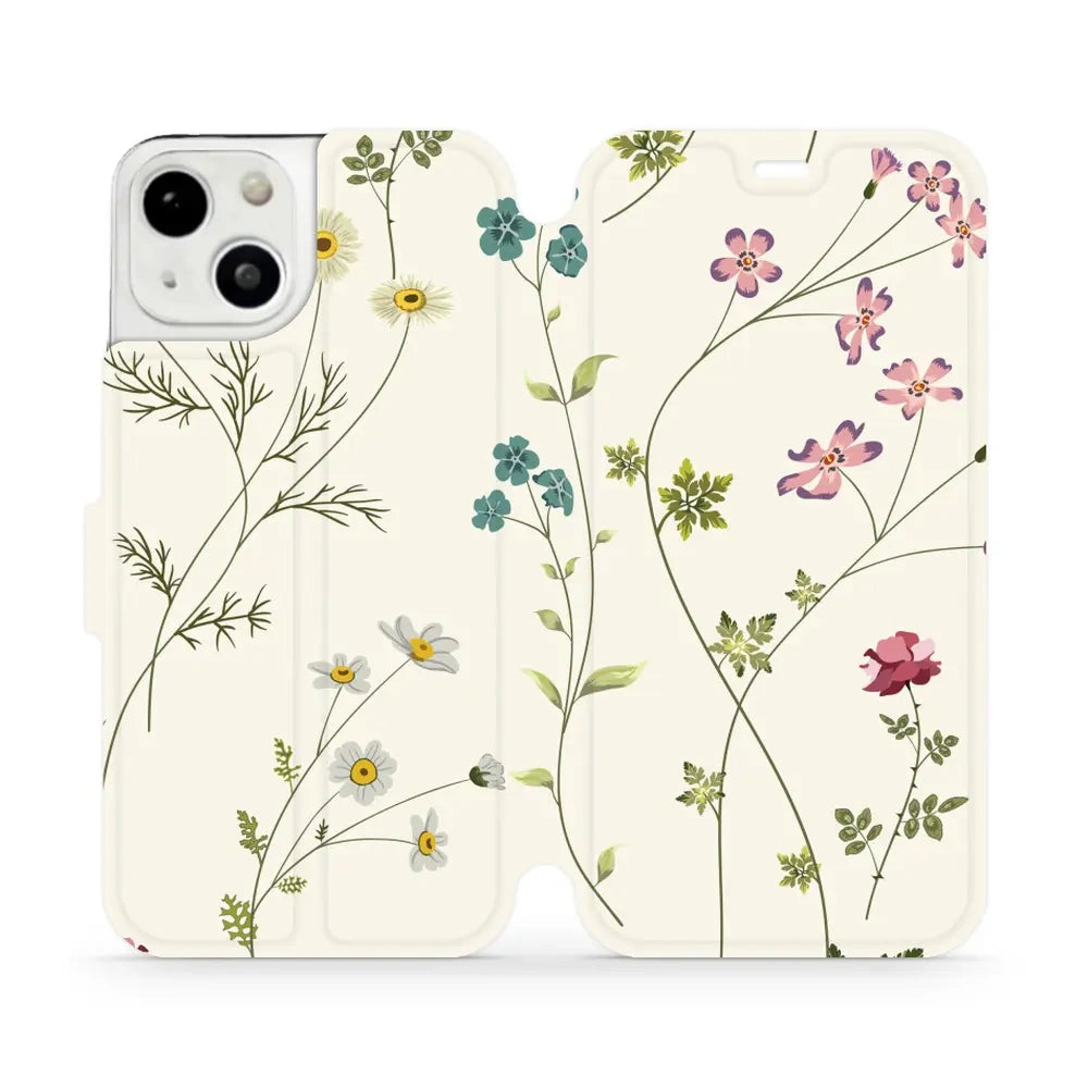 Handyhülle mit klappe für iPhone 13, Mobiwear Book, Feldblumen