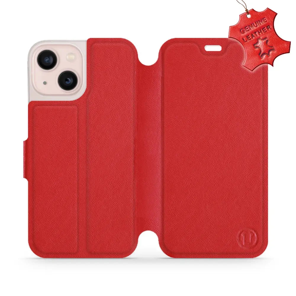 Echtleder Handyhülle für iPhone 13 Mini, Mobiwear Leather, Rot