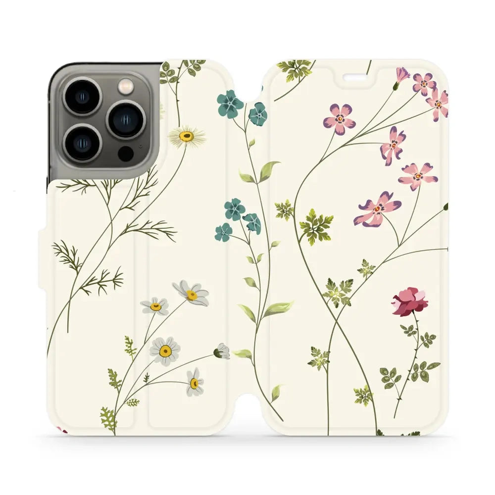 Handyhülle mit klappe für iPhone 13 Pro, Mobiwear Book, Feldblumen