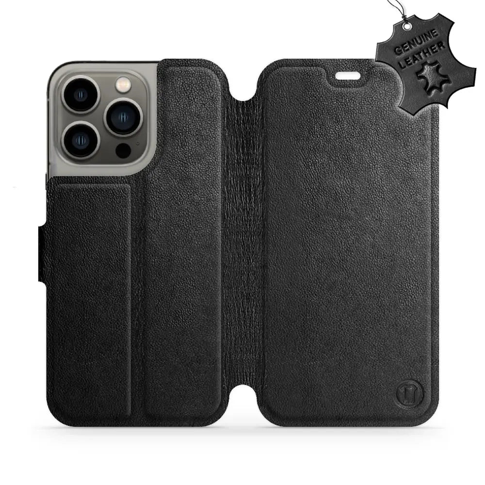 Echtleder Handyhülle für iPhone 13 Pro, Mobiwear Leather, Schwarz