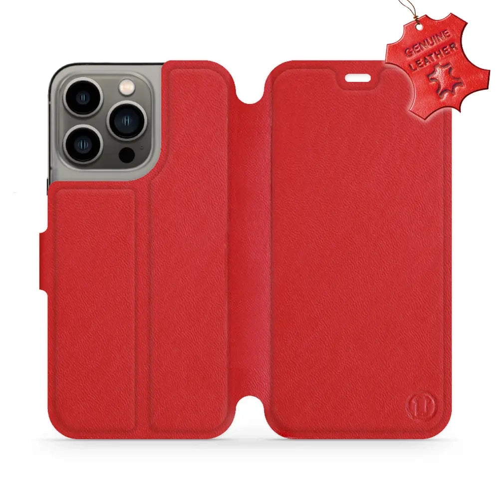 Echtleder Handyhülle für iPhone 13 Pro, Mobiwear Leather, Rot