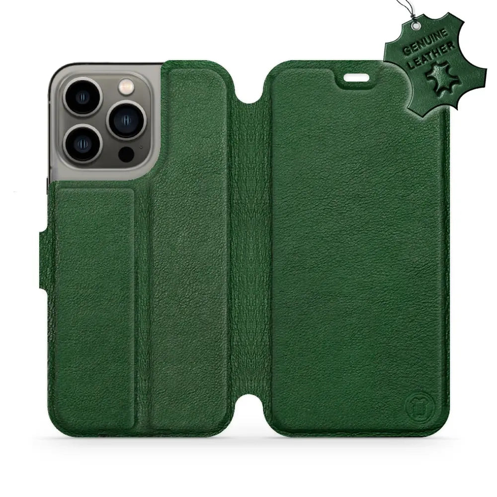 Echtleder Handyhülle für iPhone 13 Pro, Mobiwear Leather, Grün
