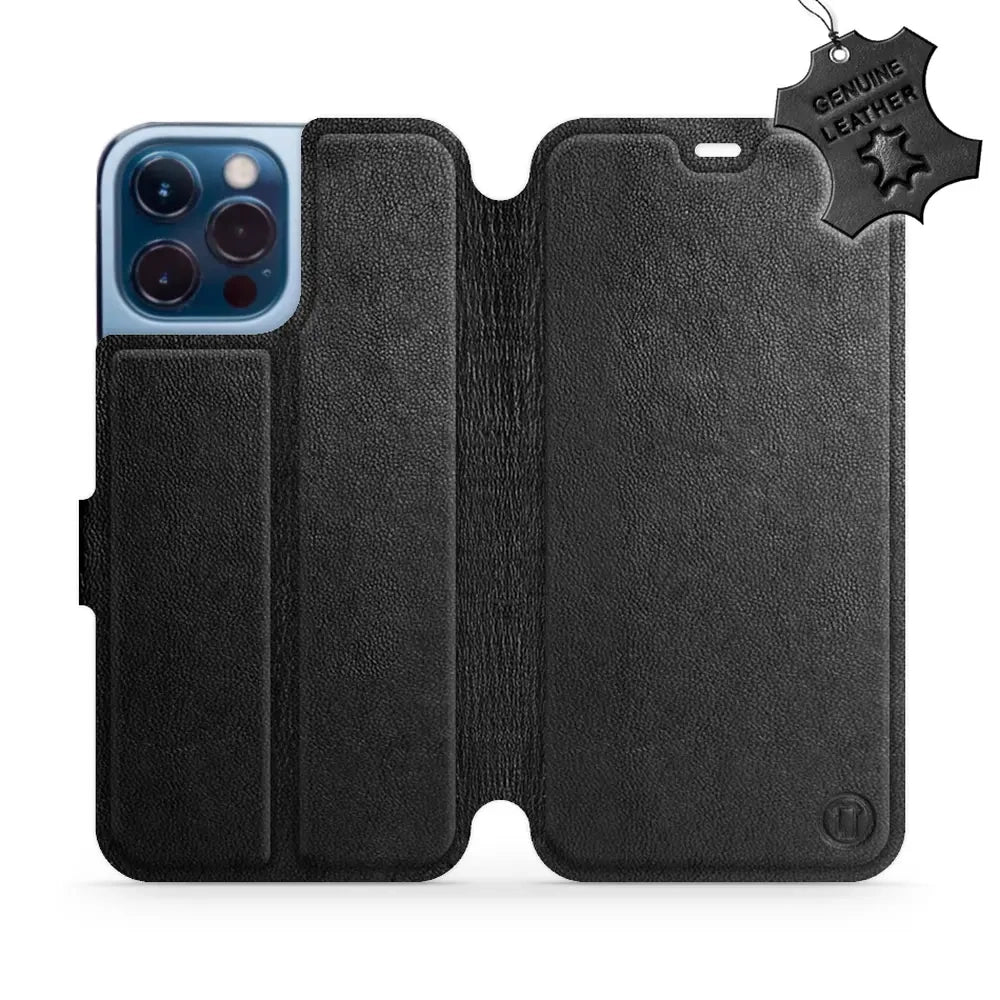 Echtleder Handyhülle für iPhone 13 Pro Max, Mobiwear Leather, Schwarz