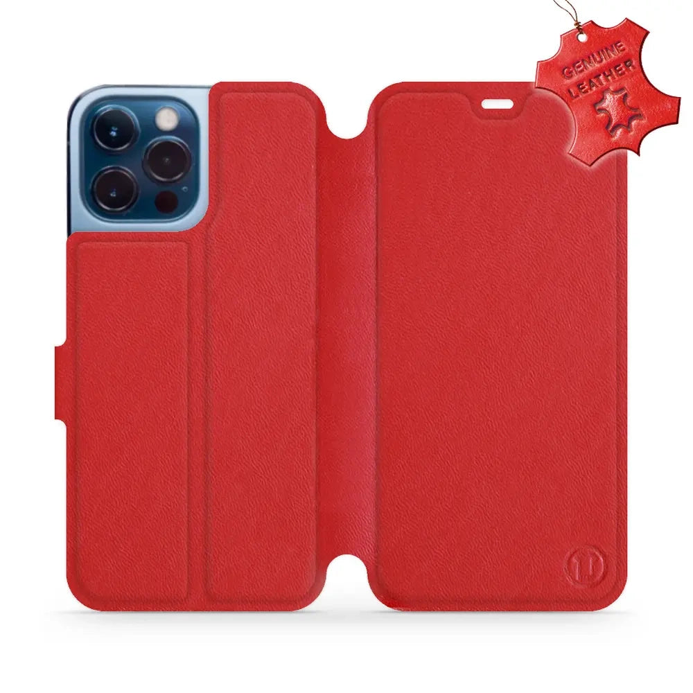Echtleder Handyhülle für iPhone 13 Pro Max, Mobiwear Leather, Rot