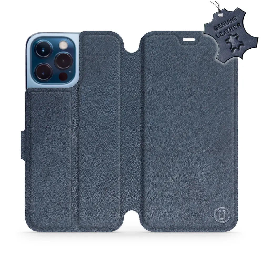 Echtleder Handyhülle für iPhone 13 Pro Max, Mobiwear Leather, Dunkelblau