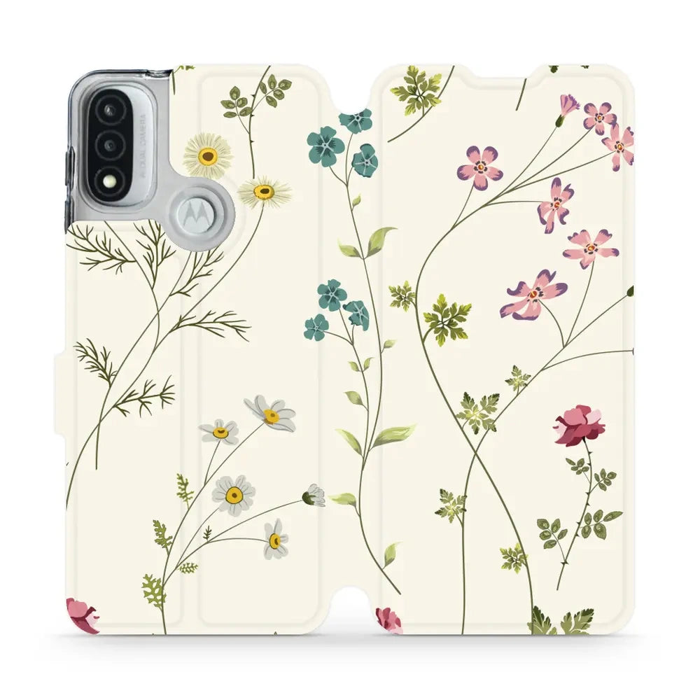 Handyhülle mit klappe für Motorola Moto E20, Mobiwear Book, Feldblumen