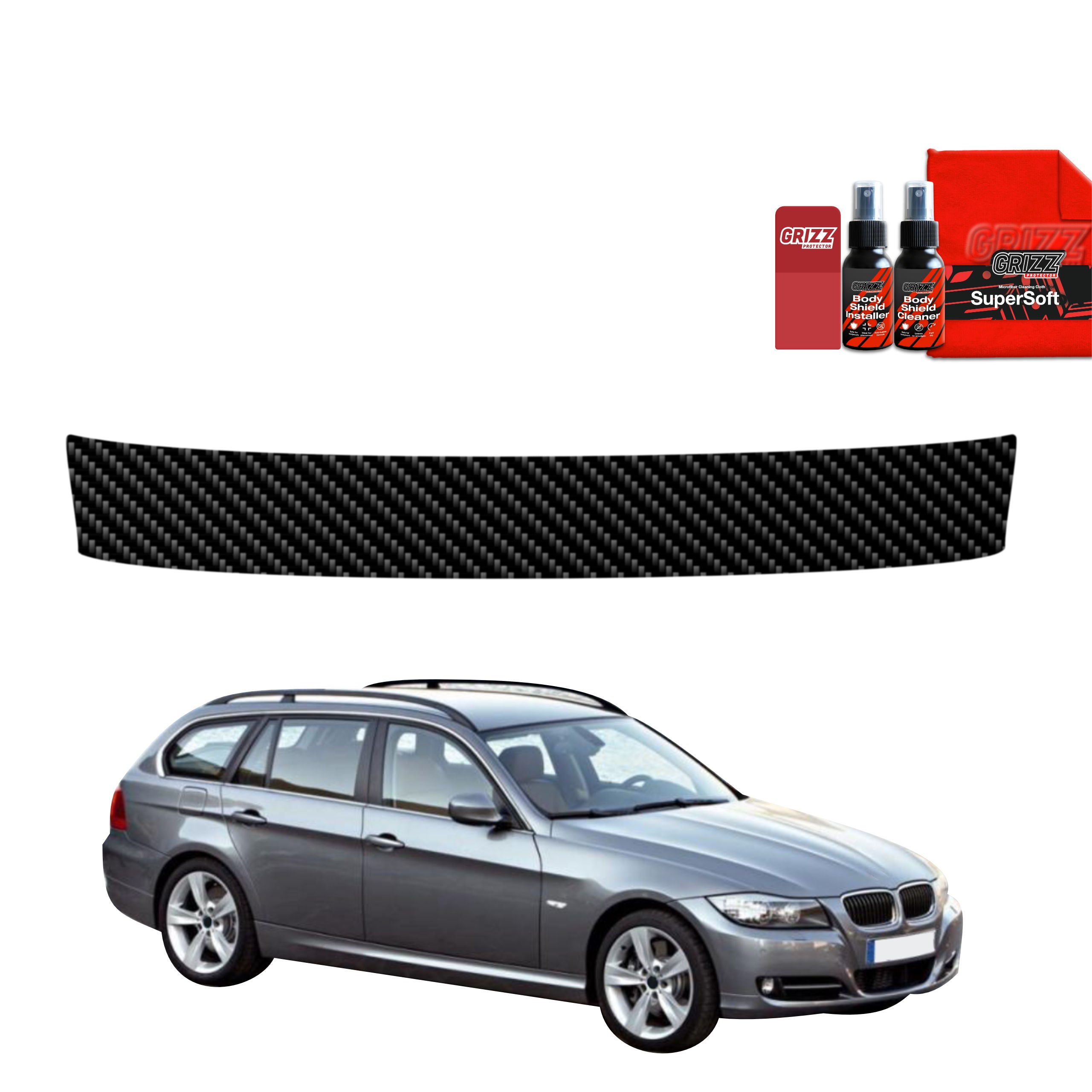 Kohlenstoff Schutzfolie Grizz Protector für Ladekante - BMW 3 E91 Kombi LCI (2008-2012)