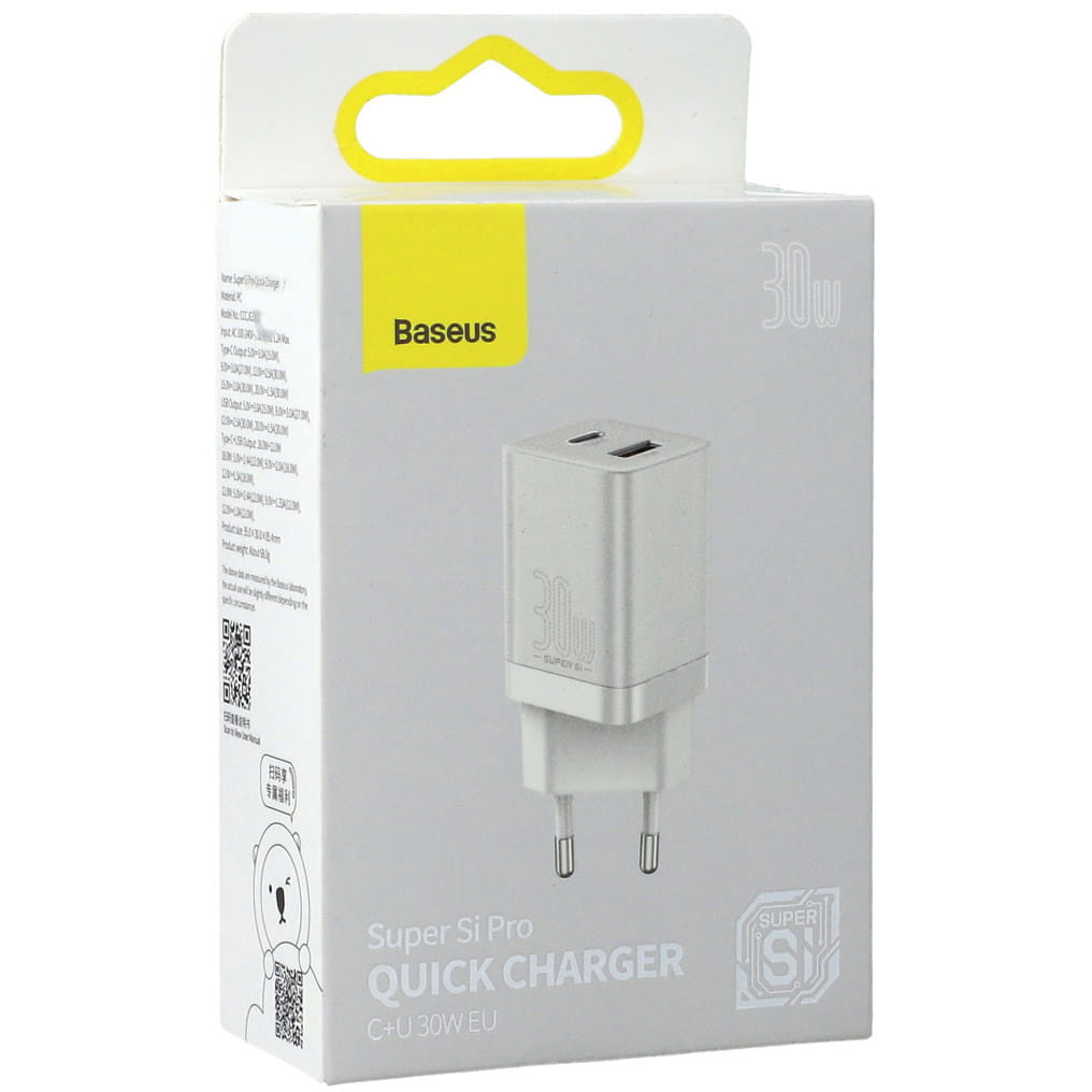 Baseus Super Si Pro QC PD USB-A, USB-C, 30W, weiß