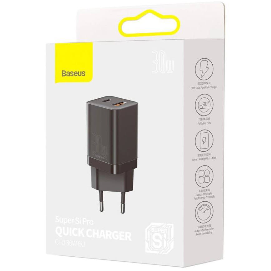 Baseus Super Si Pro QC PD USB-A, USB-C, 30W, schwarz