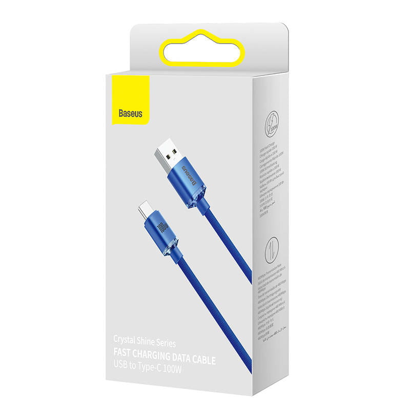 Kabel Baseus Crystal Shine 100W 5A USB-A für USB-C 1,2m, Blau