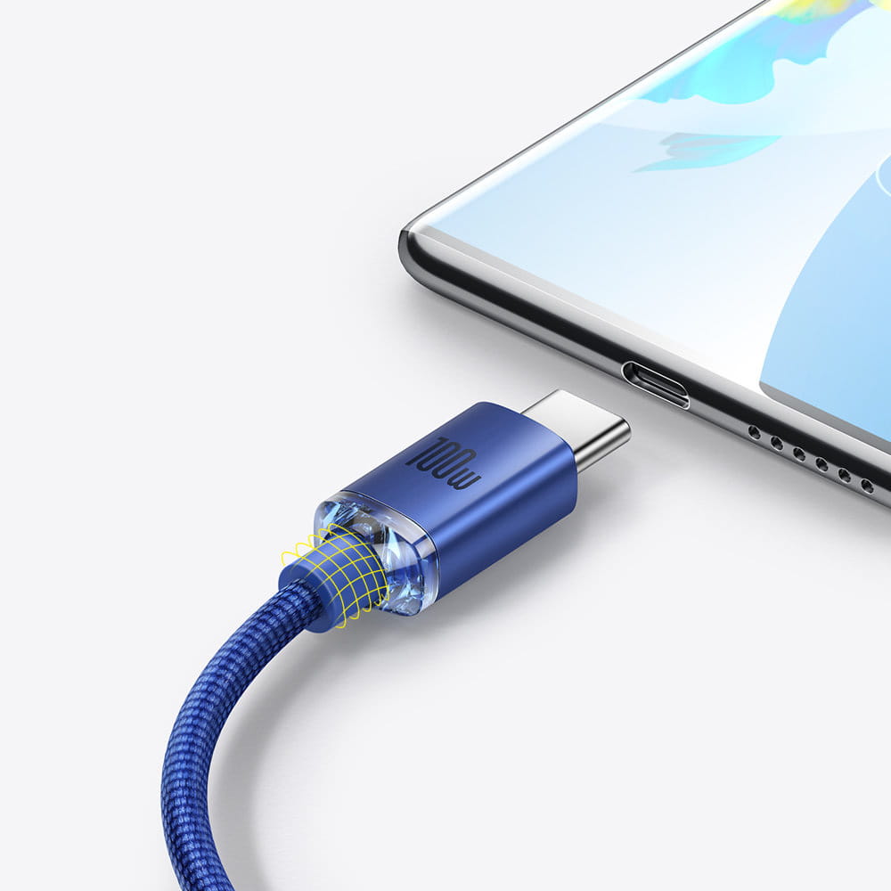 Kabel Baseus Crystal Shine 100W 5A USB-A für USB-C 1,2m, Blau