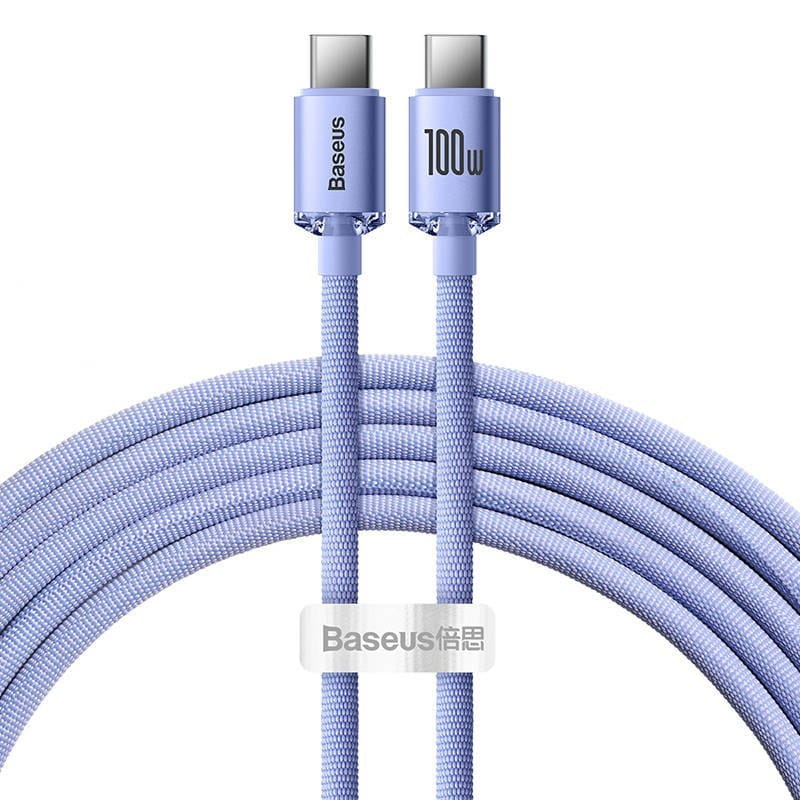 Kabel Baseus Crystal Shine 100W 5A USB-C für USB-C 2m, Violett