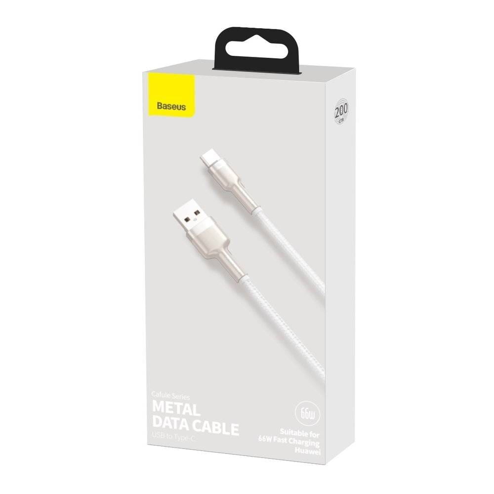 Kabel Baseus Cafule Metal USB-A für USB-C 66W, 6A, 2m, weiß