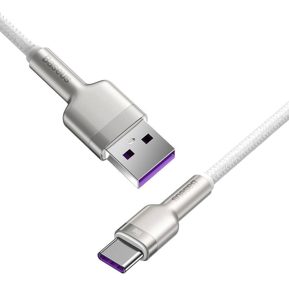 Kabel Baseus Cafule Metal USB-A für USB-C 66W, 6A, 2m, weiß