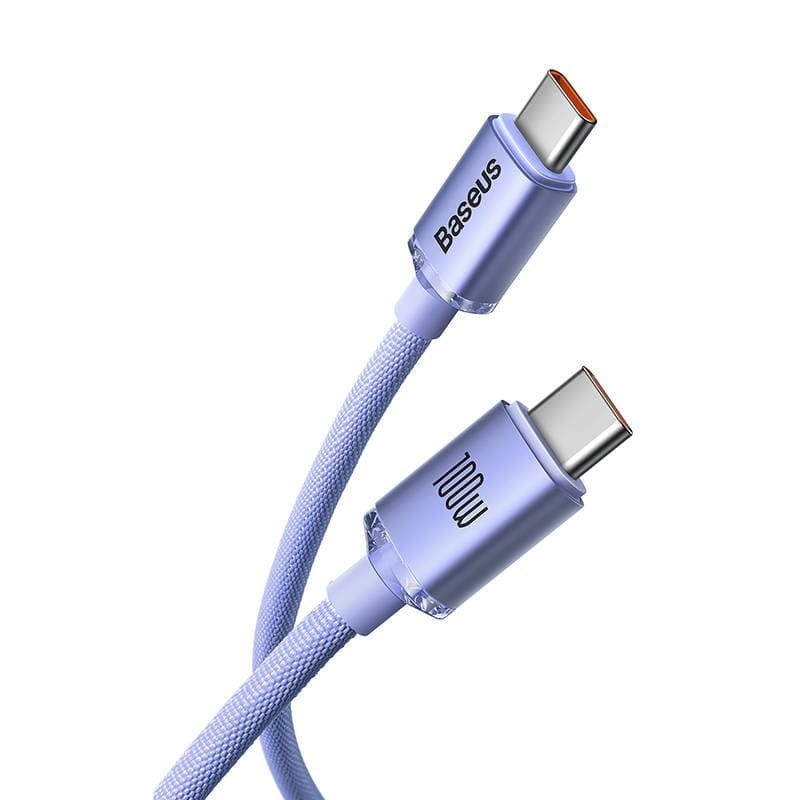 Kabel Baseus Crystal Shine 100W 5A USB-C für USB-C 1,2m, Violett