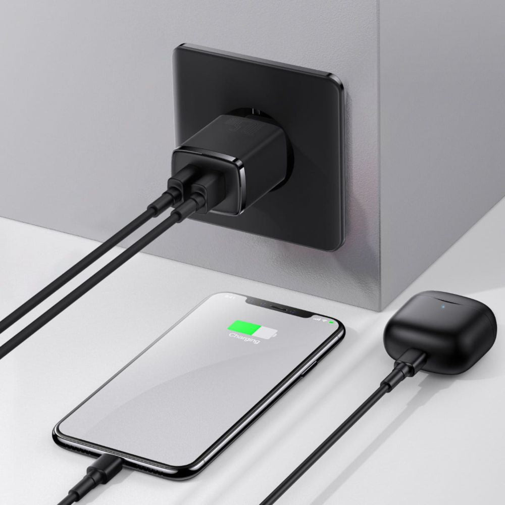 Wandladegerät Baseus Compact 2x USB-A 10,5 W, Schwarz