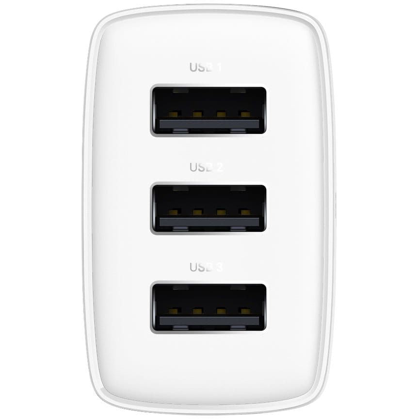 Ladegerät Baseus Compact 3x USB-A 17 W, Weiß